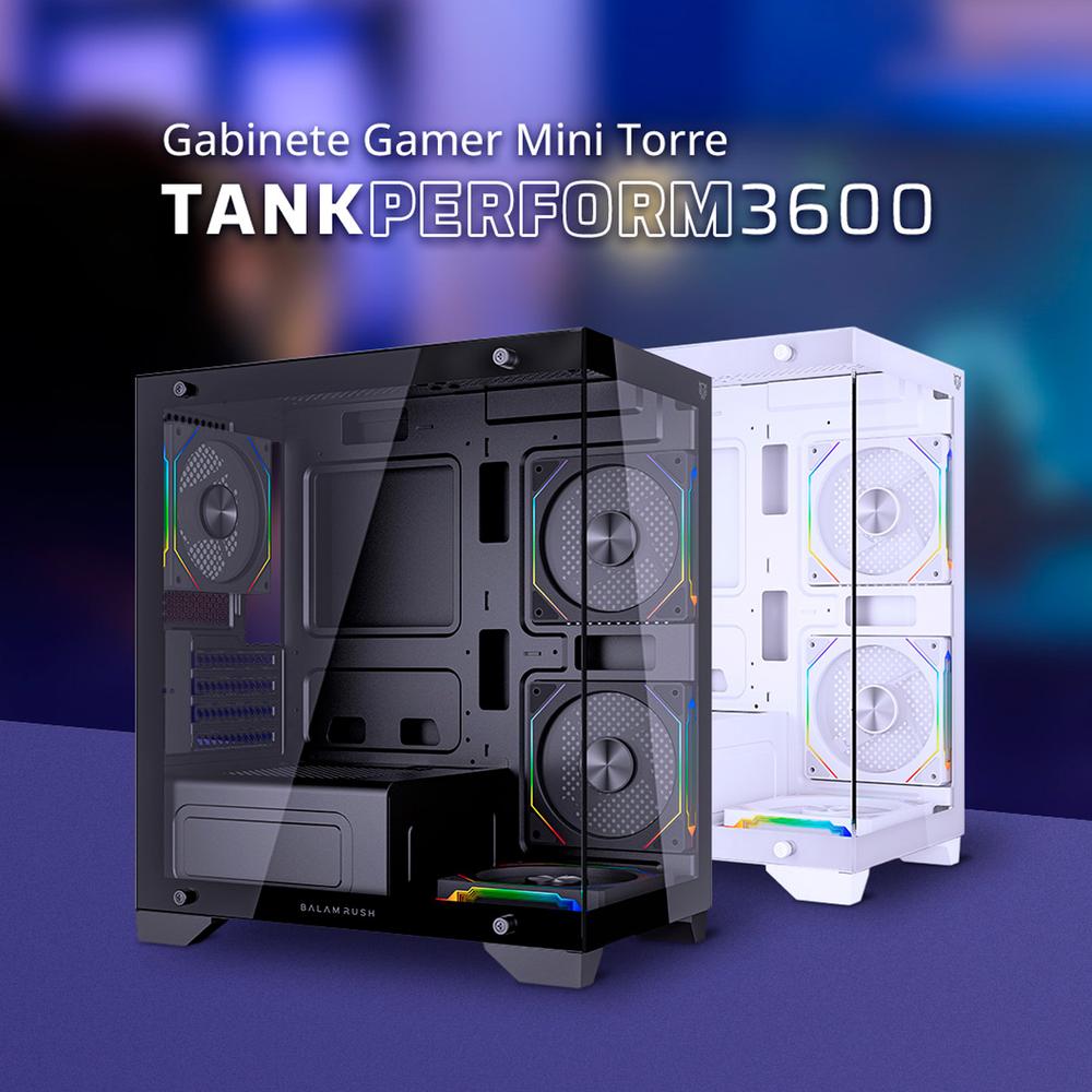 Foto 5 pulgar | Gabinete Gamer Balam Rush Tank Perform 3600 Micro Atx Mini Torre 4 Fan Cristal Templado Argb Blanco Br-941648