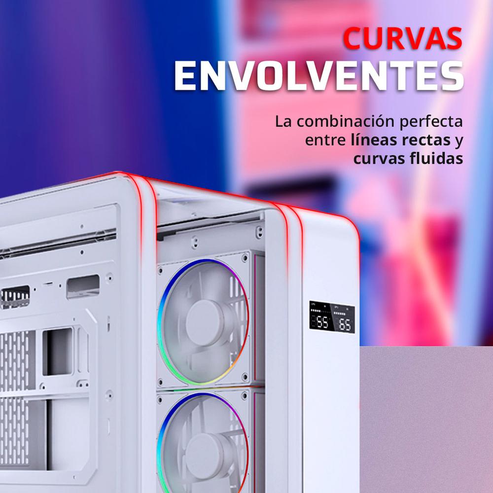 Foto 5 pulgar | Gabinete Gamer Balam Rush Tank Expert Curve 7400 Atx Media Torre 4 Fan Cristal Templado Usb-c Argb Blanco Br-941600