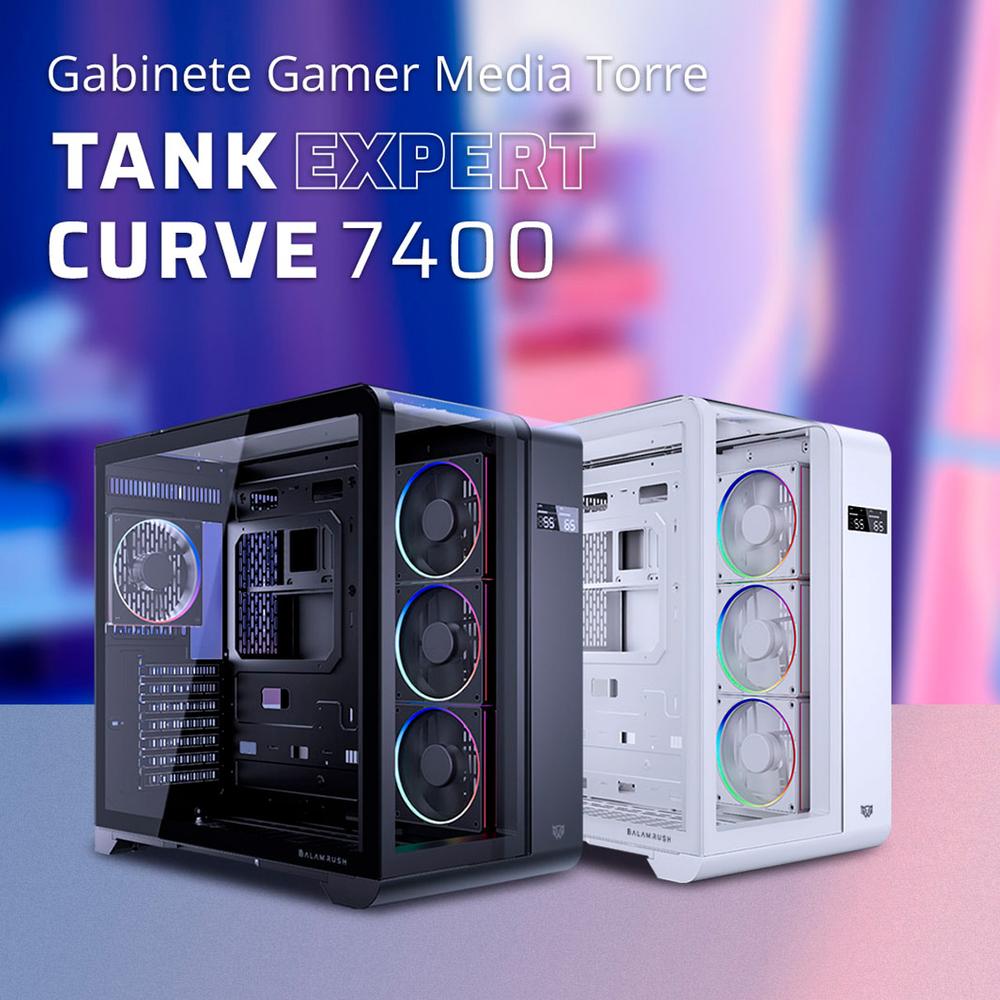 Foto 6 pulgar | Gabinete Gamer Balam Rush Tank Expert Curve 7400 Atx Media Torre 4 Fan Cristal Templado Usb-c Argb Blanco Br-941600