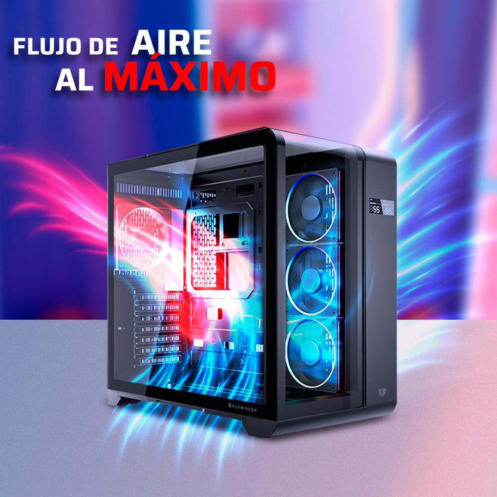 Foto 4 pulgar | Gabinete Gamer Balam Rush Tank Expert Curve 7400 Atx Media Torre 4 Fan Cristal Templado Usb-c Argb Negro Br-941594