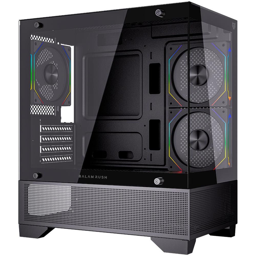 Foto 2 pulgar | Gabinete Gamer Balam Rush Tank Perform 3200 Micro Atx Mini Torre 3 Fan Cristal Templado ARGB Negro Br-941655