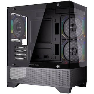 Foto 1 | Gabinete Gamer Balam Rush Tank Perform 3200 Micro Atx Mini Torre 3 Fan Cristal Templado ARGB Negro Br-941655