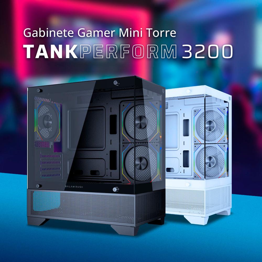 Foto 5 pulgar | Gabinete Gamer Balam Rush Tank Perform 3200 Micro Atx Mini Torre 3 Fan Cristal Templado ARGB Negro Br-941655