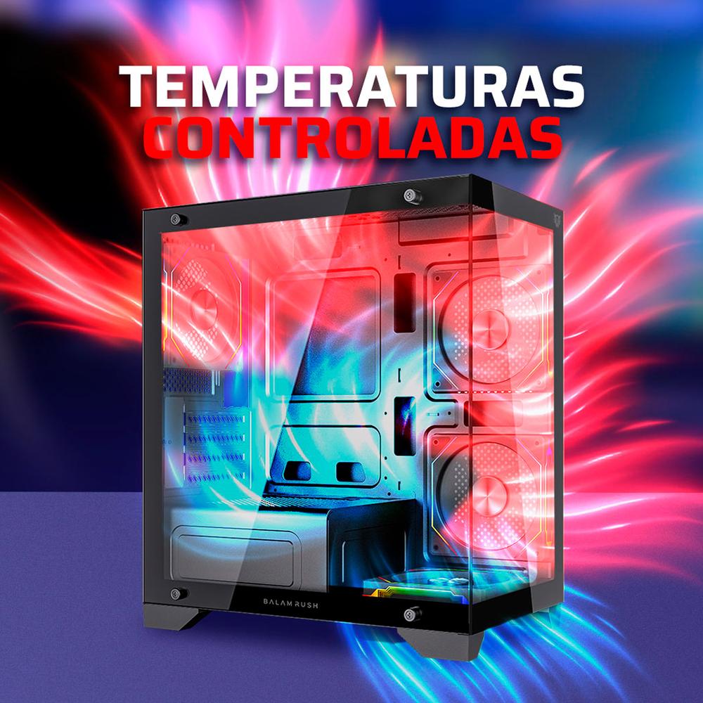 Foto 4 pulgar | Gabinete Gamer Balam Rush Tank Perform 3600 Micro Atx Mini Torre 4 Fan Cristal Templado Argb Negro Br-941631