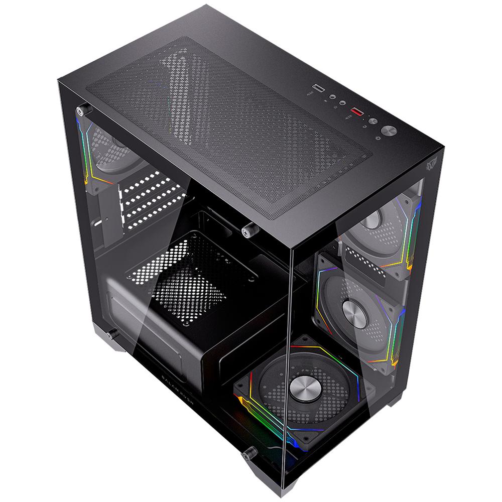 Foto 6 pulgar | Gabinete Gamer Balam Rush Tank Perform 3600 Micro Atx Mini Torre 4 Fan Cristal Templado Argb Negro Br-941631