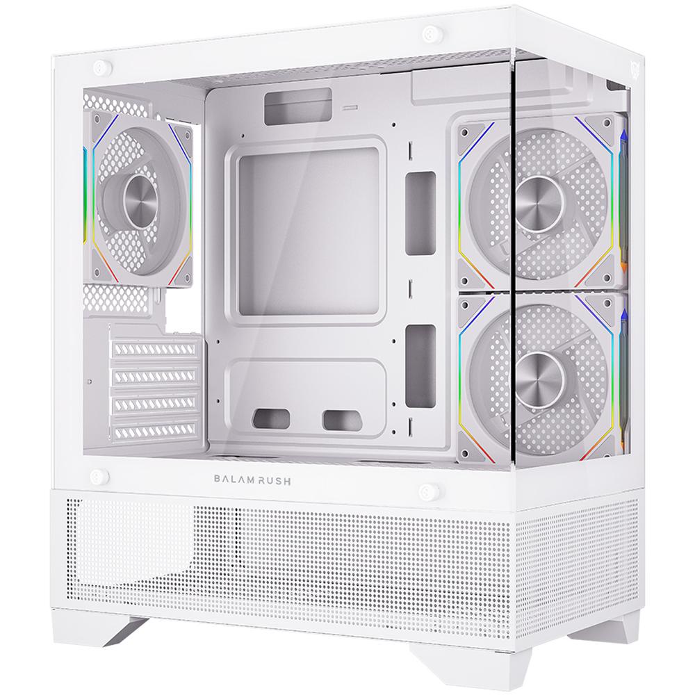 Foto 2 pulgar | Gabinete Gamer Balam Rush Tank Perform 3200 Micro Atx Mini Torre 3 Fan Cristal Templado ARGB Blanco Br-941662