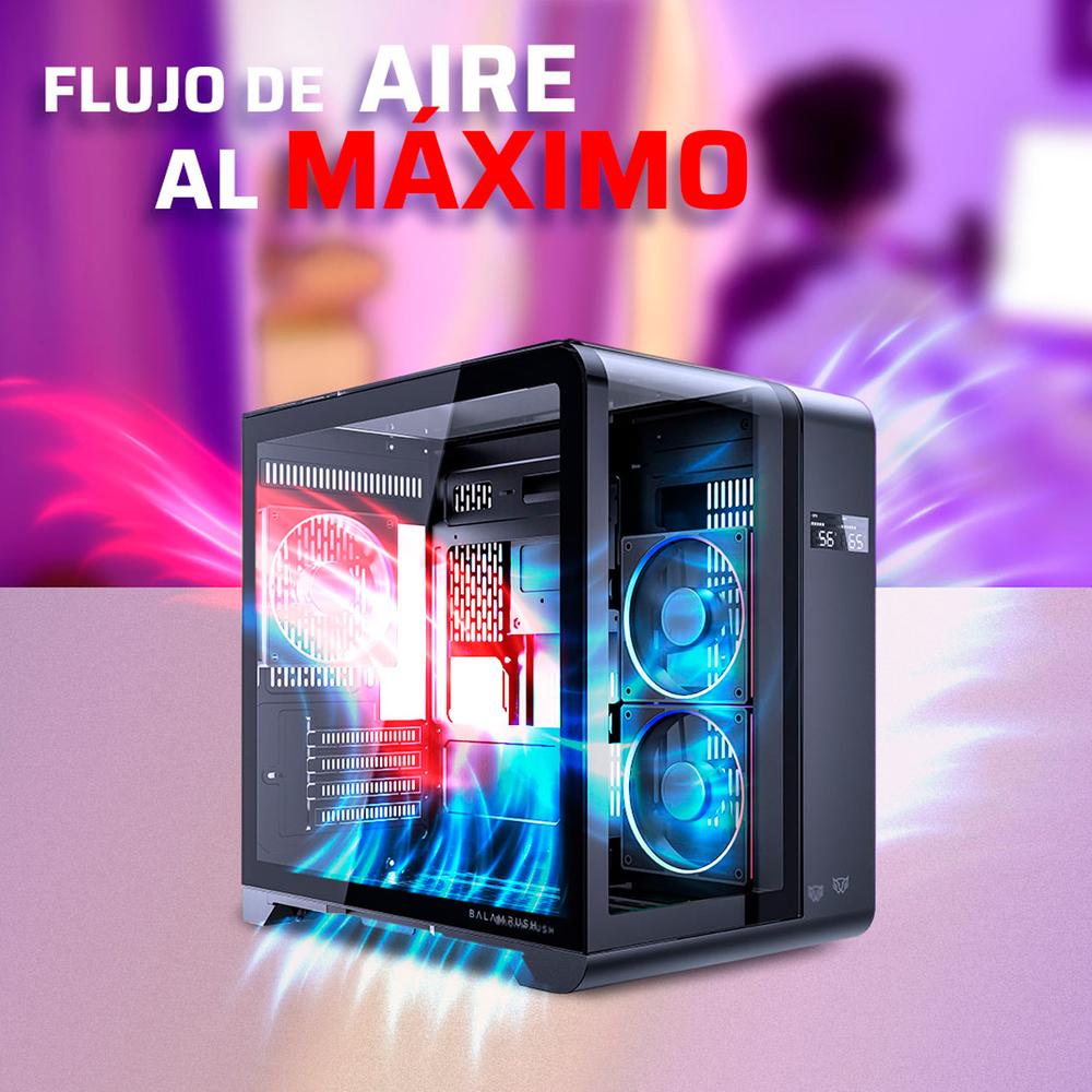 Foto 4 pulgar | Gabinete Gamer Balam Rush Tank Expert Curve 6400 Micro Atx Mini Torre 3 Fan Cristal Templado Usb-c Argb Negro Br-941617