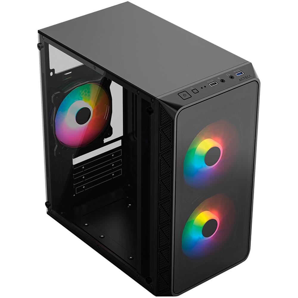 Foto 5 pulgar | Gabinete Acteck Doom Pro Crystal Gi730 Micro Atx Mini Torre 3 Fan Fuente 600w Cristal Templado Negro Ac-939225