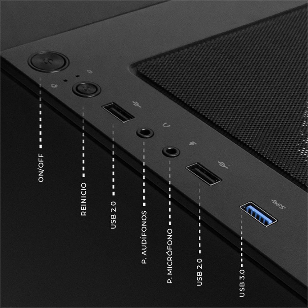 Foto 5 pulgar | Gabinete Gamer Xtreme Pc Gaming Minecraft Warden V2 Edition Micro Torre Micro Atx 3 Fan Argb Mesh Cristal Templado Negro