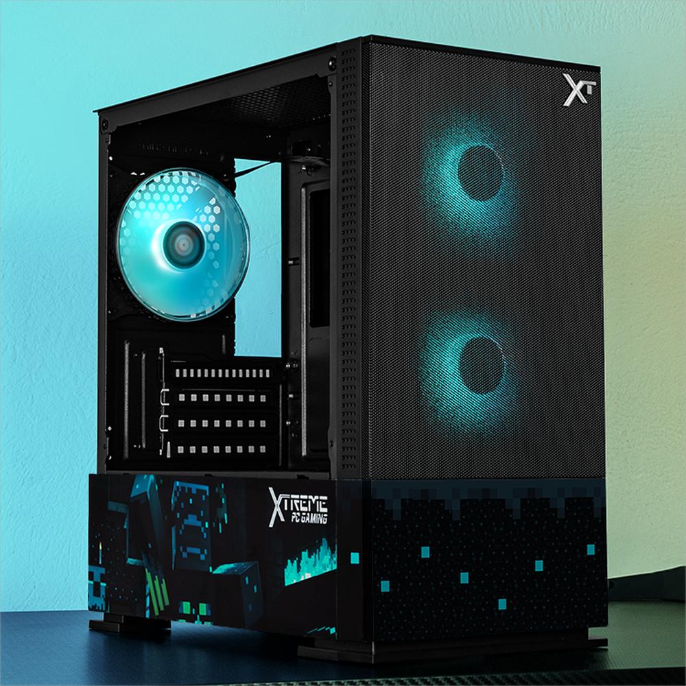 Foto 7 pulgar | Gabinete Gamer Xtreme Pc Gaming Minecraft Warden V2 Edition Micro Torre Micro Atx 3 Fan Argb Mesh Cristal Templado Negro