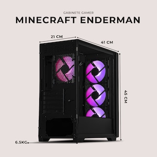 Foto 6 | Gabinete Gamer Xtreme Pc Gaming Minecraft Enderman Edition Micro Atx 4 Fan Usb-c Cristal Templado Frente Intercambia
