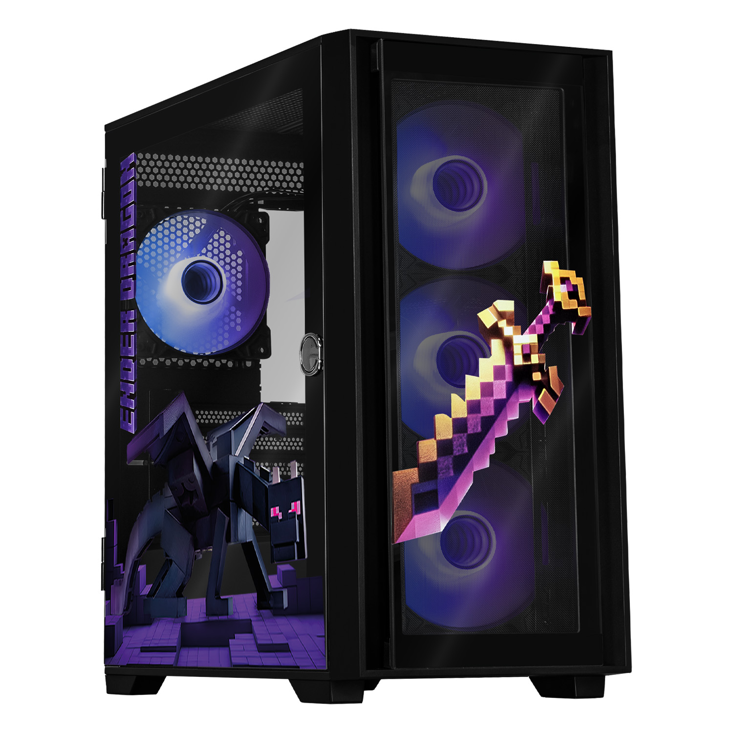Foto 2 pulgar | Gabinete Gamer Xtreme Pc Gaming Minecraft Ender Dragon Micro Atx 4 Fan Usb-c Cristal Templado Frente Intercambiable Argb