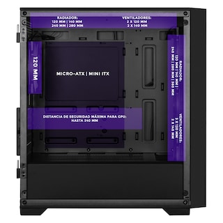 Foto 3 | Gabinete Gamer Xtreme Pc Gaming Minecraft Ender Dragon Micro Atx 4 Fan Usb-c Cristal Templado Frente Intercambiable Argb