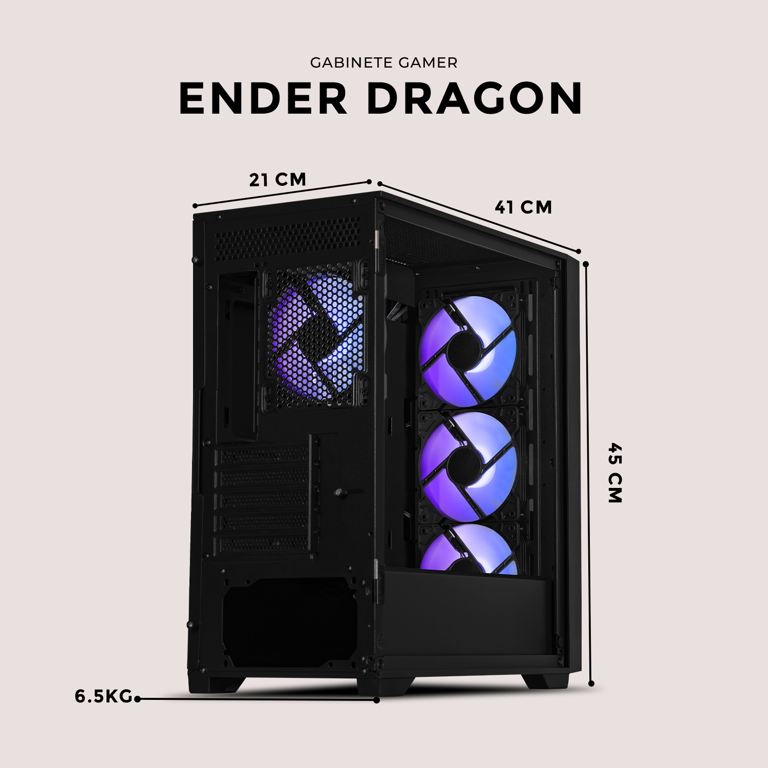 Foto 7 pulgar | Gabinete Gamer Xtreme Pc Gaming Minecraft Ender Dragon Micro Atx 4 Fan Usb-c Cristal Templado Frente Intercambiable Argb