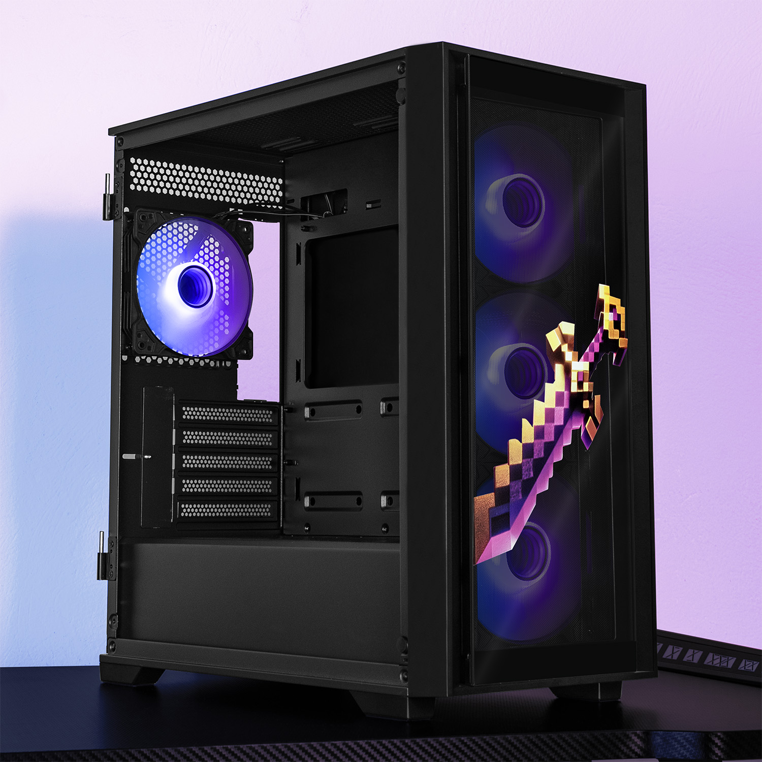 Foto 9 pulgar | Gabinete Gamer Xtreme Pc Gaming Minecraft Ender Dragon Micro Atx 4 Fan Usb-c Cristal Templado Frente Intercambiable Argb