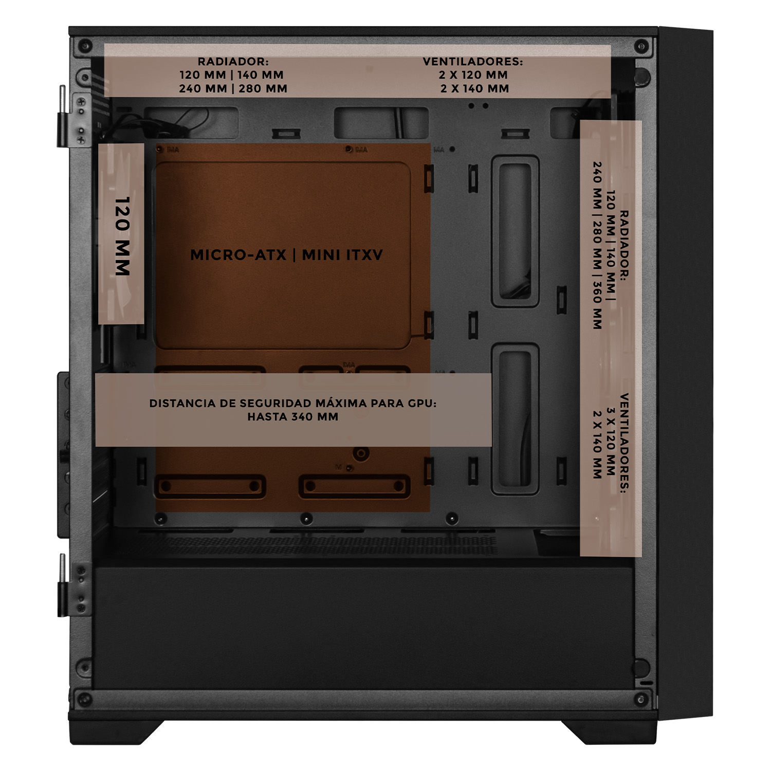 Foto 4 pulgar | Gabinete Gamer Xtreme Pc Gaming Minecraft Steve Micro Torre Micro Atx 4 Fan Usb-c Cristal Templado Frente Intercamb