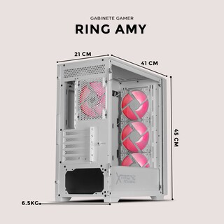 Foto 6 | Gabinete Gamer Xtreme Pc Gaming Ring Amy Edition Mini Torre Micro Atx 4 Fan Argb Usb-c Cristal Templado Frente Inte