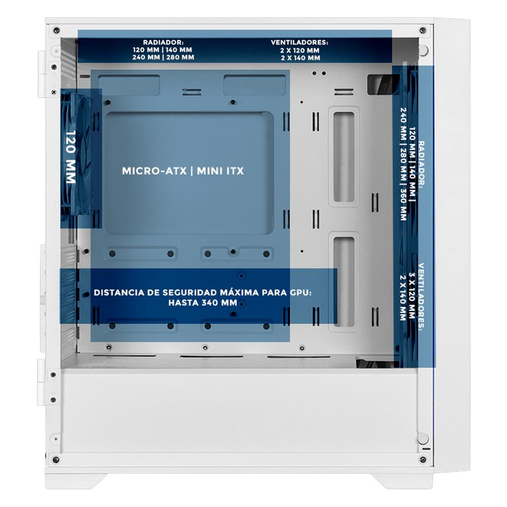 Foto 3 | Gabinete Gamer Xtreme Pc Gaming Ring Silver Edition Micro Atx 4 Fan Argb Usb-c Cristal Templado Frente Intercambiable