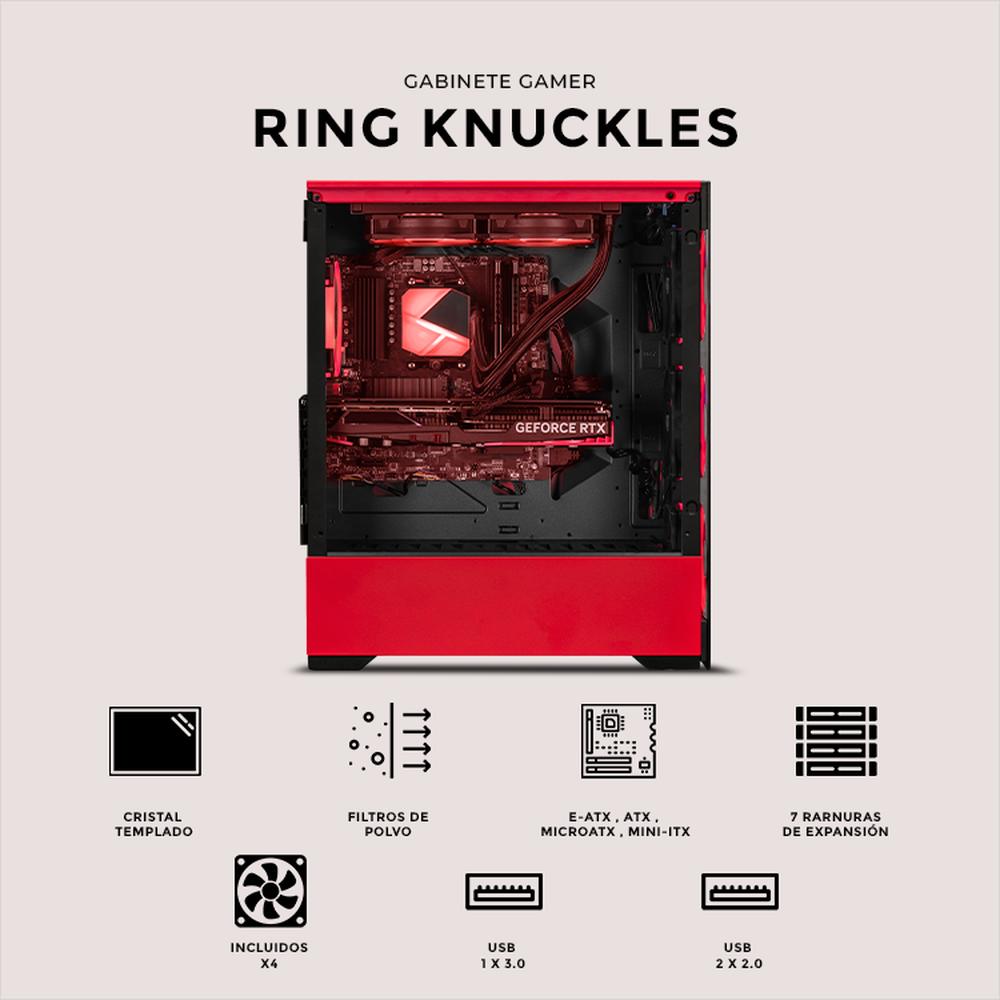 Foto 5 | Gabinete Gamer Xtreme Pc Gaming Ring Knuckles Edition Torre Completa E-atx 4 Fan Argb Cristal Templado
