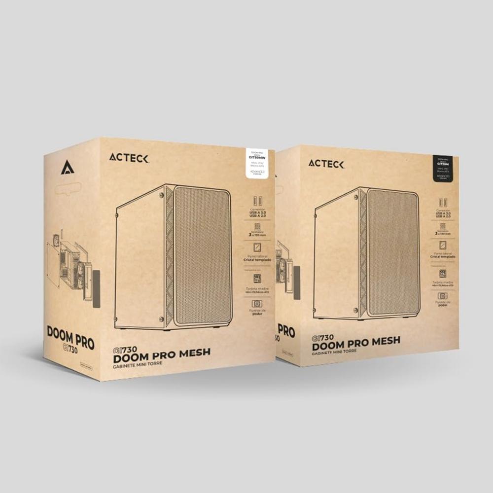 Foto 7 pulgar | Gabinete Acteck Doom Pro Mesh Gi730m Micro Atx Mini Torre 3 Fan Fuente 600w Cristal Templado Frente Malla Negro