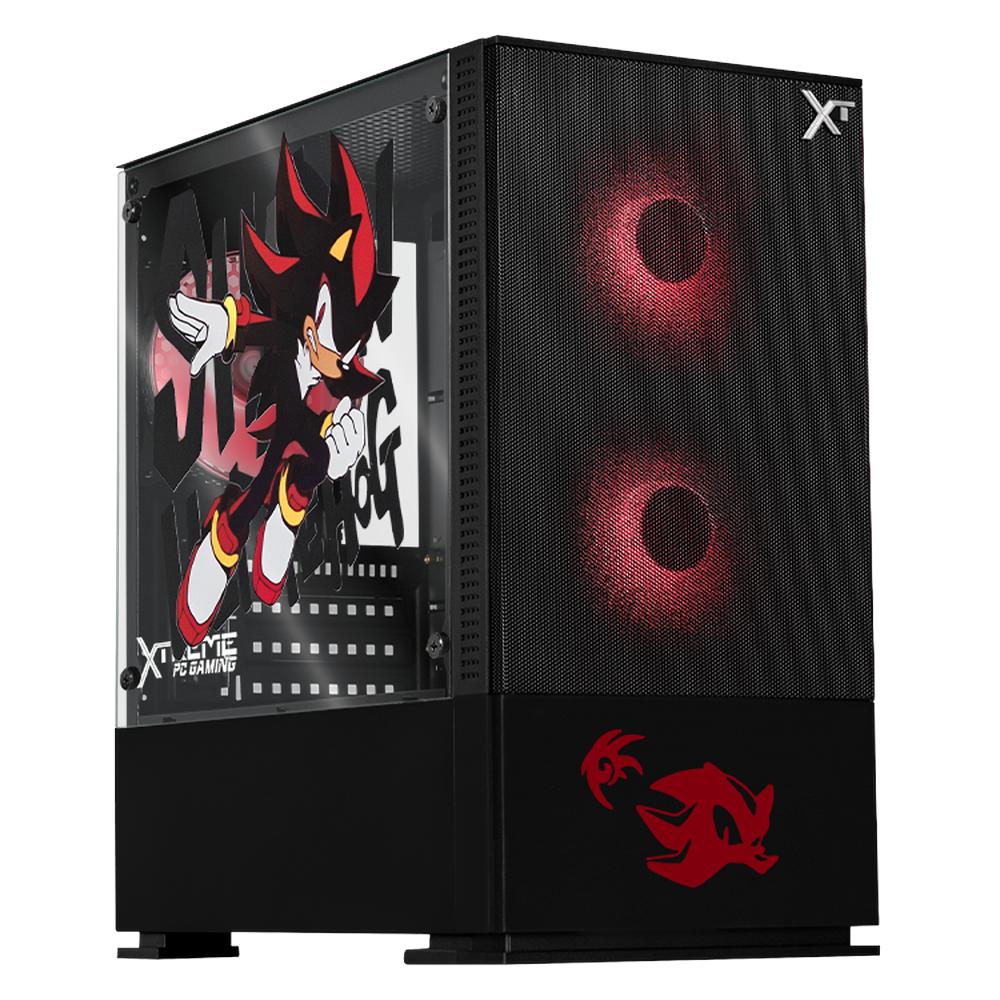 Gabinete Xtreme Pc Gaming Sonic Shadow Comic Edition Mini Torre 3 Fan Argb Negro Cxtscaibk