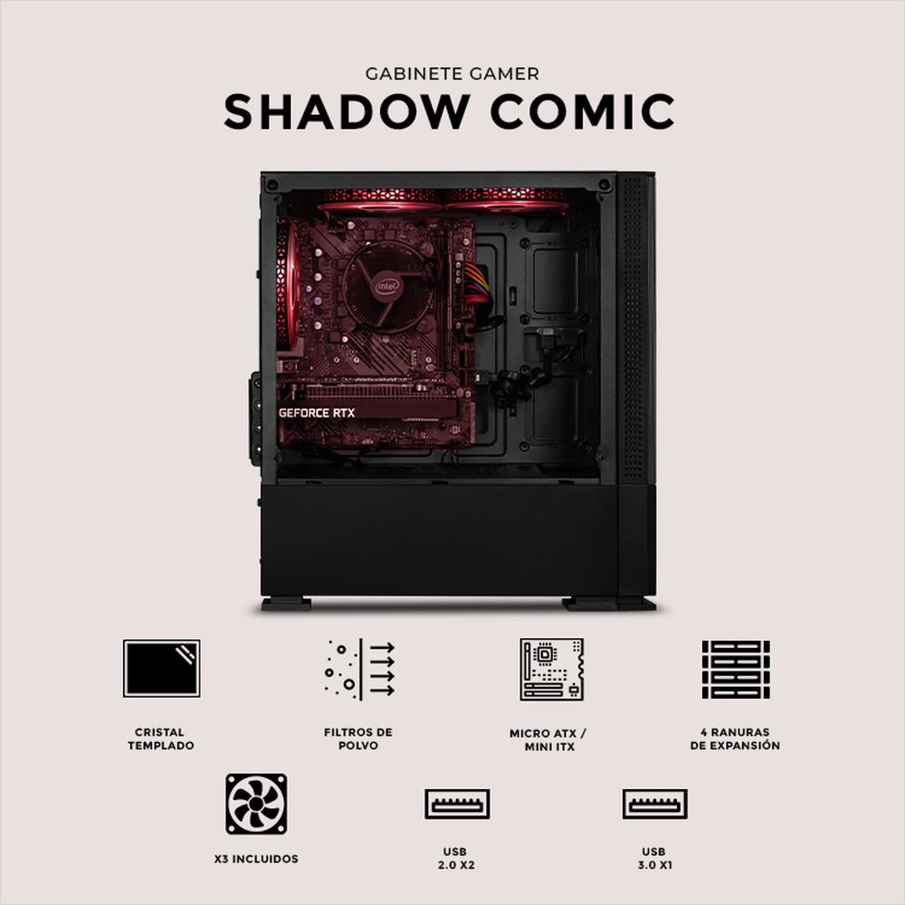 Foto 5 | Gabinete Xtreme Pc Gaming Sonic Shadow Comic Edition Mini Torre 3 Fan Argb Negro Cxtscaibk
