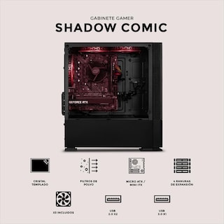 Foto 5 | Gabinete Xtreme Pc Gaming Sonic Shadow Comic Edition Mini Torre 3 Fan Argb Negro Cxtscaibk