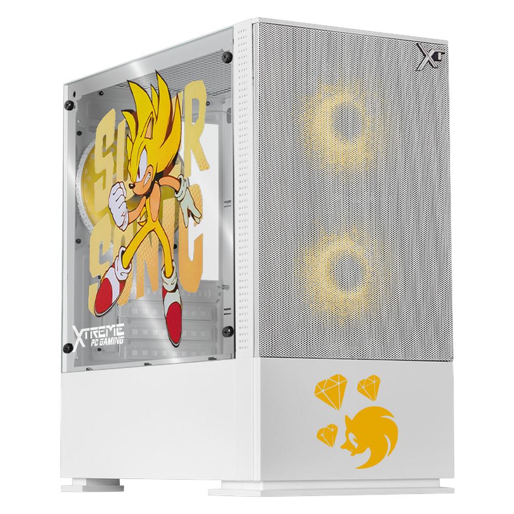 Foto 2 pulgar | Gabinete Xtreme Pc Gaming Sonic Super Sonic Comic Edition Mini Torre 3 Fan Argb Blanco Cxtsuaiwt
