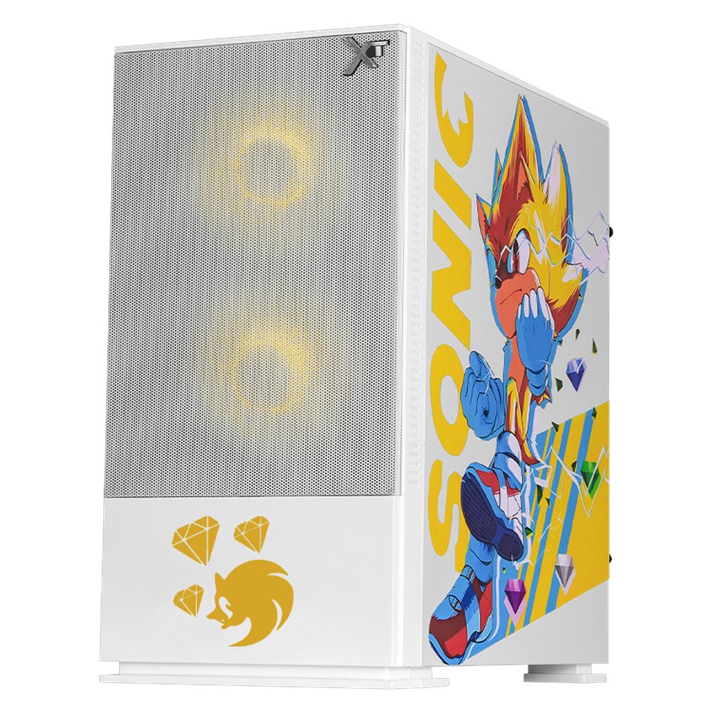 Foto 3 pulgar | Gabinete Xtreme Pc Gaming Sonic Super Sonic Comic Edition Mini Torre 3 Fan Argb Blanco Cxtsuaiwt