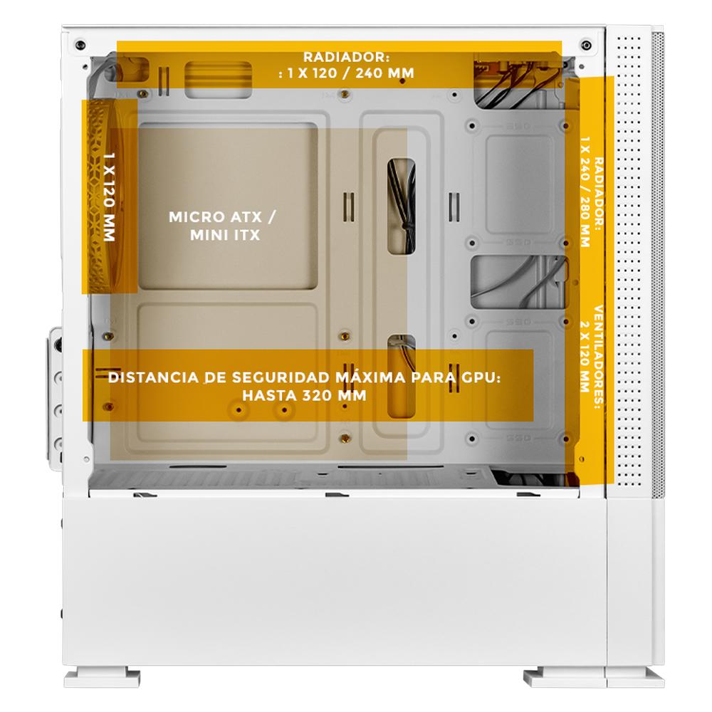 Foto 4 pulgar | Gabinete Xtreme Pc Gaming Sonic Super Sonic Comic Edition Mini Torre 3 Fan Argb Blanco Cxtsuaiwt