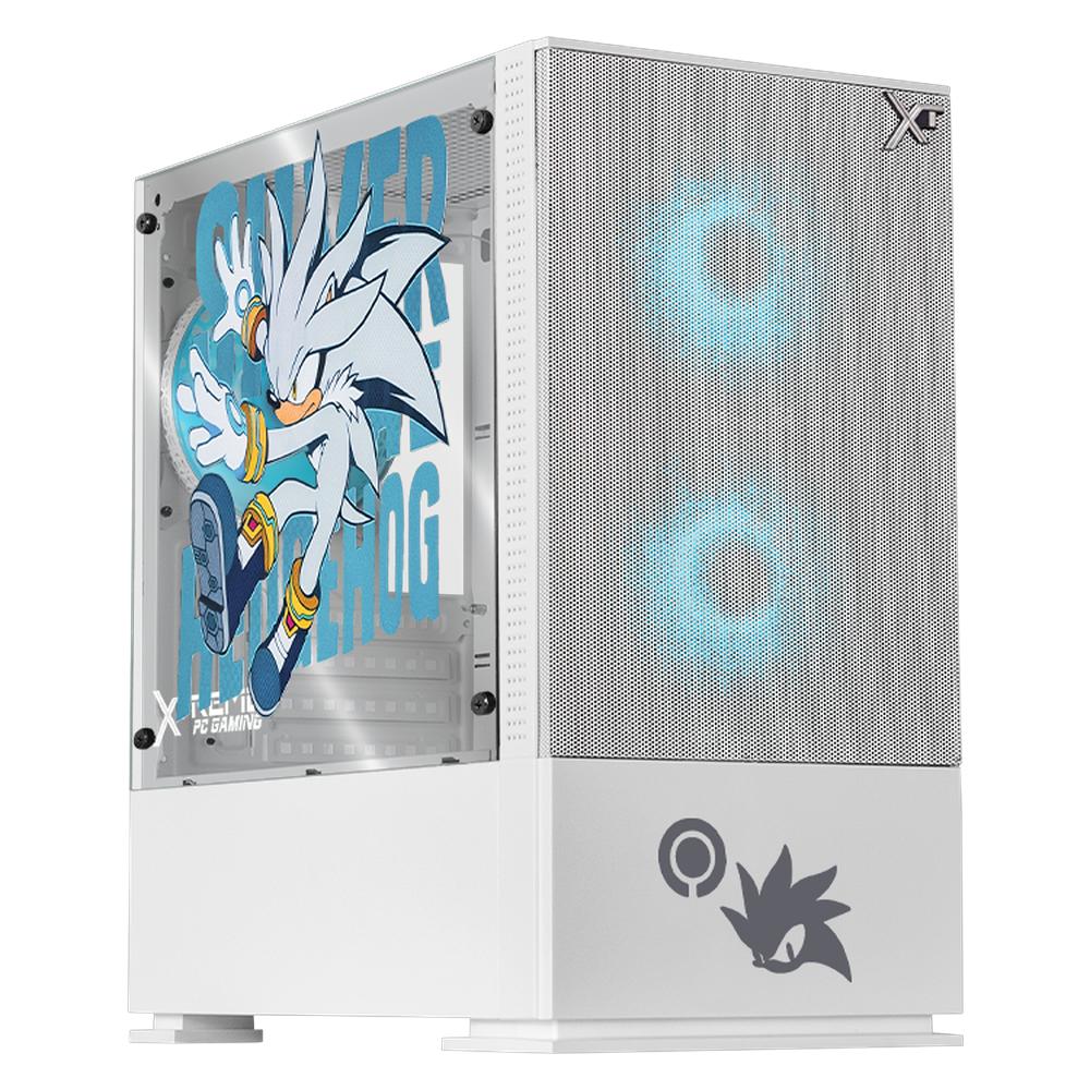Foto 2 pulgar | Gabinete Xtreme Pc Gaming Sonic Silver Comic Edition Mini Torre 3 Fan Argb Blanco Cxtscaiwt