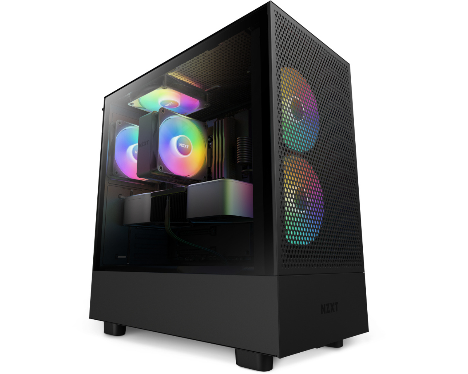 Gabinete Nzxt H5 Flow Rgb Con Ventana Midi-tower Mini-itx/micro-atx/atx Usb 3.2 Sin Fuente 4 Ventiladores Instalados N