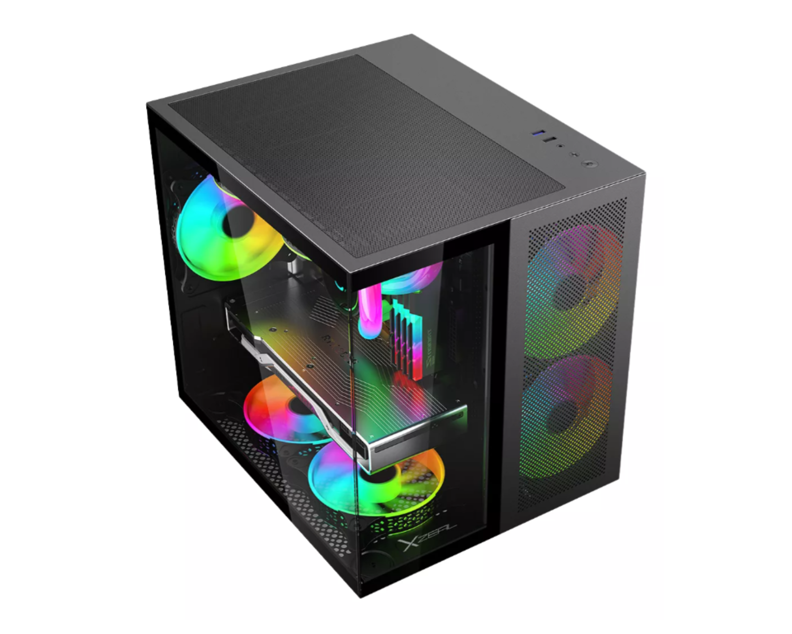 Foto 2 pulgar | Gabinete Xzeal Xzgamc1b Cxi1 Cubo Mini Torre C/ventana Argb Usb 3.0/1.1 3 Ventiladores Argb Instalados Negro Micro Atx