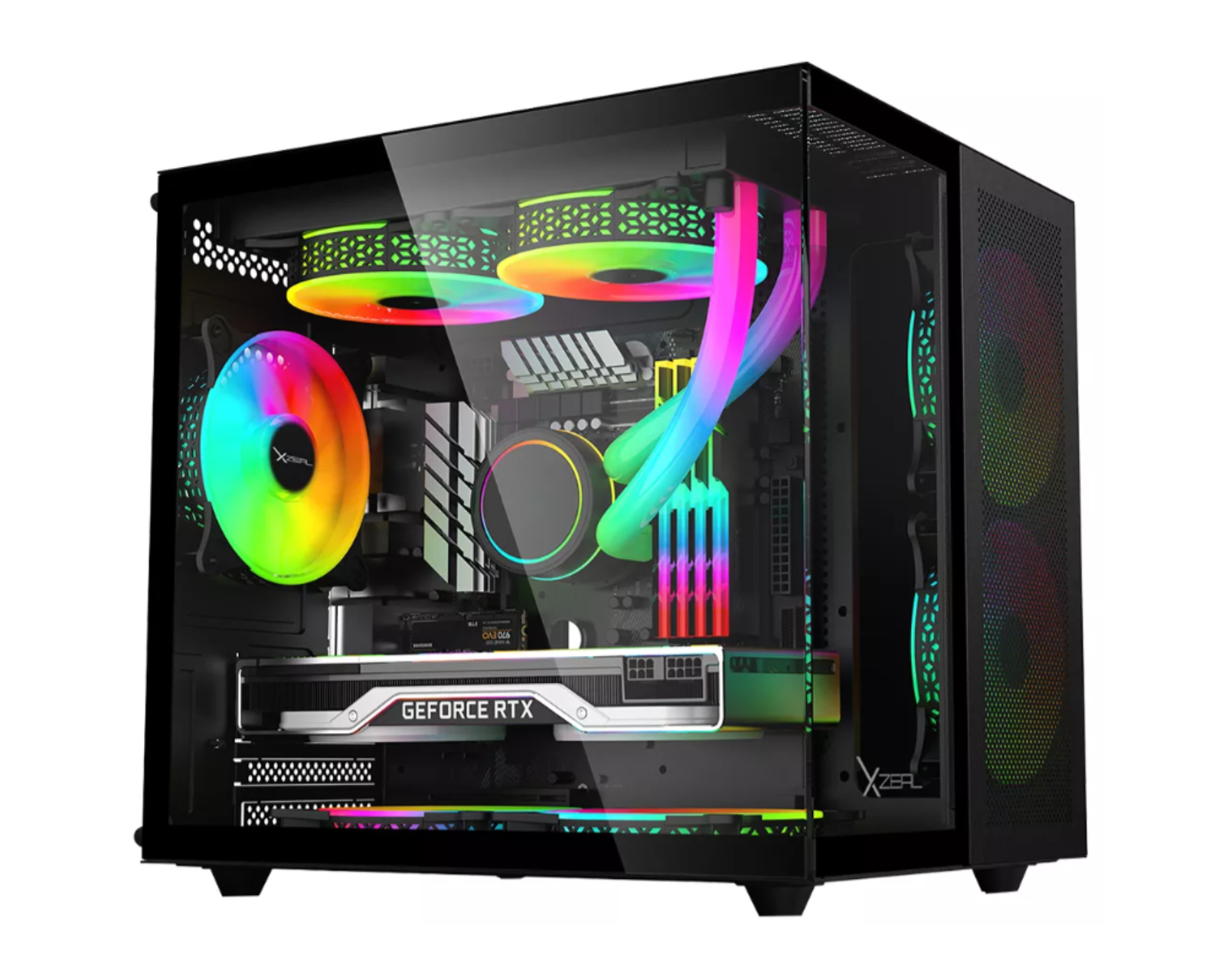 Foto 5 pulgar | Gabinete Xzeal Xzgamc1b Cxi1 Cubo Mini Torre C/ventana Argb Usb 3.0/1.1 3 Ventiladores Argb Instalados Negro Micro Atx