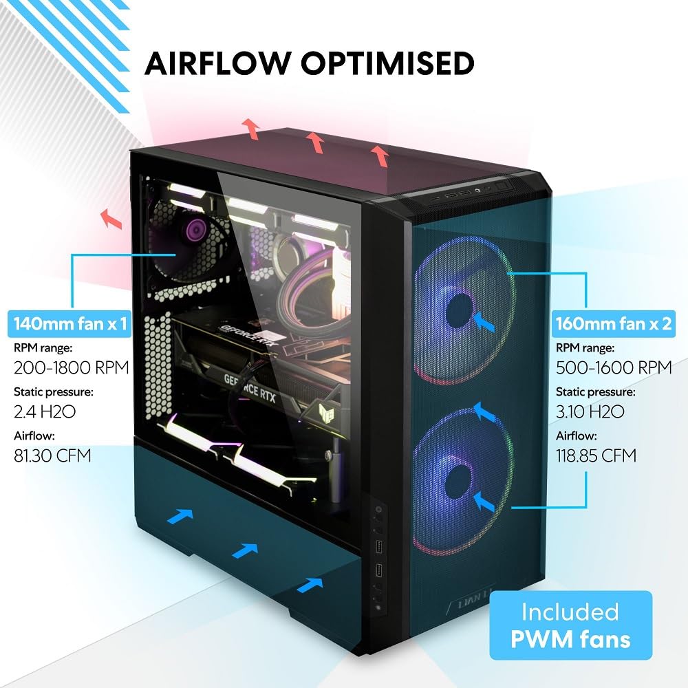 Foto 4 pulgar | Funda Para Pc Lian Li Lancool 216 E-atx Airflow Rgb Con Ventiladores, Color Negro - Venta Internacional.