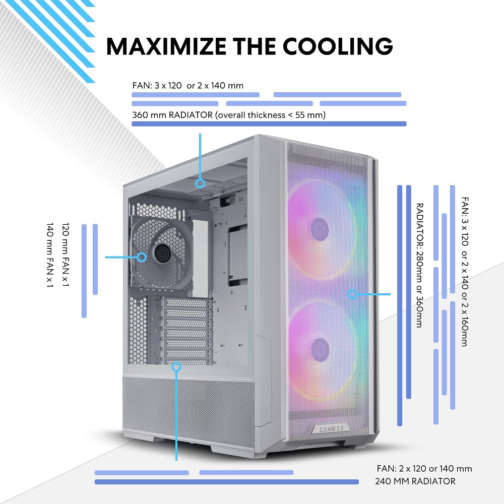 Foto 6 pulgar | Funda Para Pc Lian Li Lancool 216 E-atx Airflow Rgb Con Ventiladores, Color Negro - Venta Internacional.
