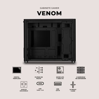 Foto 5 | Gabinete Gamer Xtreme Pc Gaming Venom Comic Edition Mini Torre Micro Atx Usb-c Cristal Templado