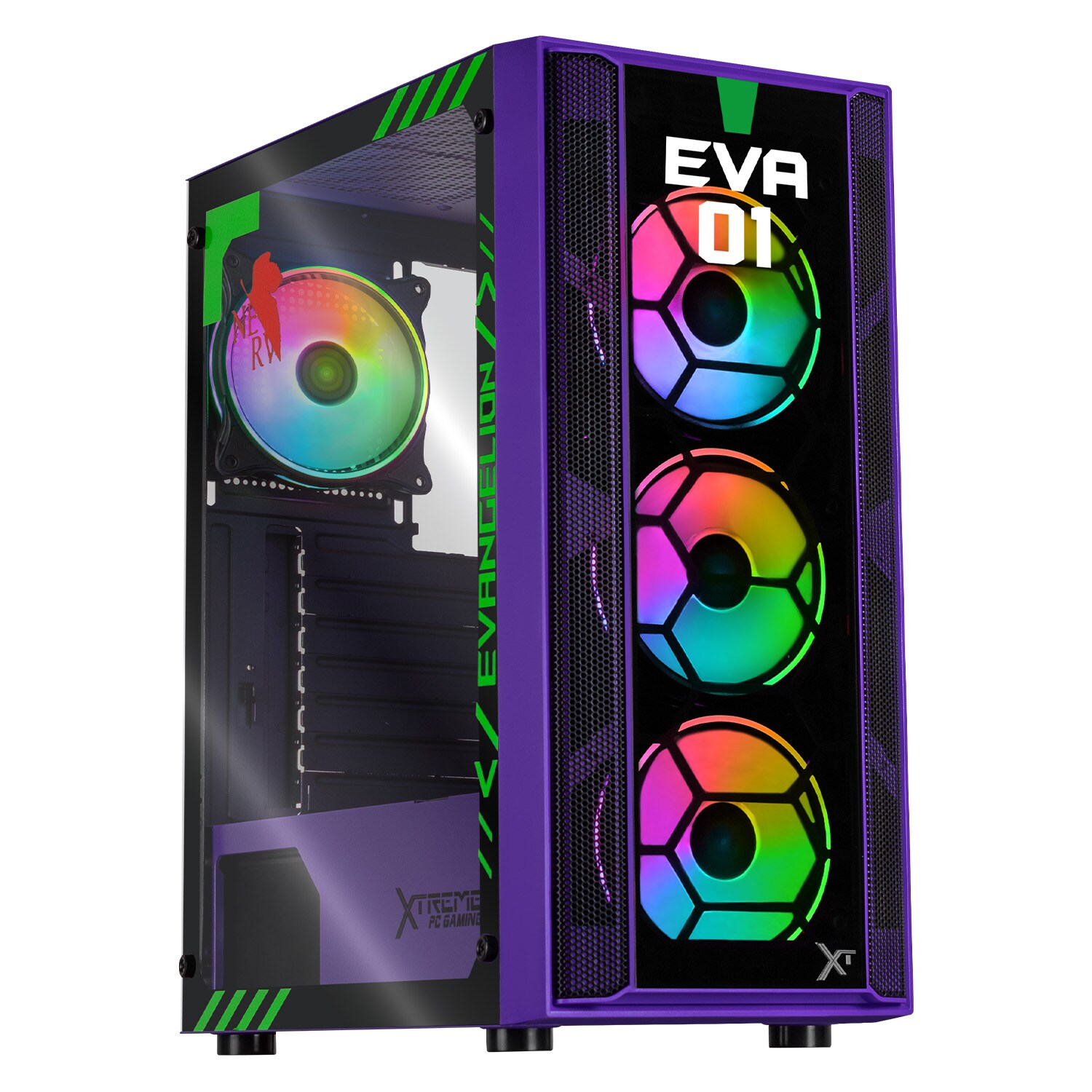 Gabinete Gamer Xtreme Pc Gaming Eva 01 Comic Edition Media Torre Atx 4 Fan Argb Cristal Templado $2,599