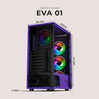 Foto 6 | Gabinete Gamer Xtreme Pc Gaming Eva 01 Comic Edition Media Torre Atx 4 Fan Argb Cristal Templado