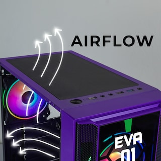 Foto 7 | Gabinete Gamer Xtreme Pc Gaming Eva 01 Comic Edition Media Torre Atx 4 Fan Argb Cristal Templado