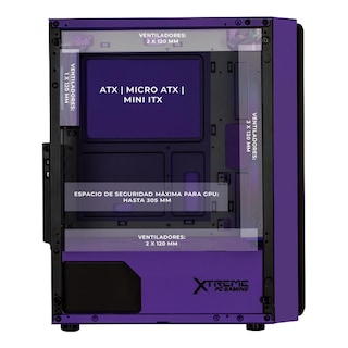 Foto 3 | Gabinete Gamer Xtreme Pc Gaming Kronos Media Torre Atx 4 Fan Argb Cristal Templado Violeta