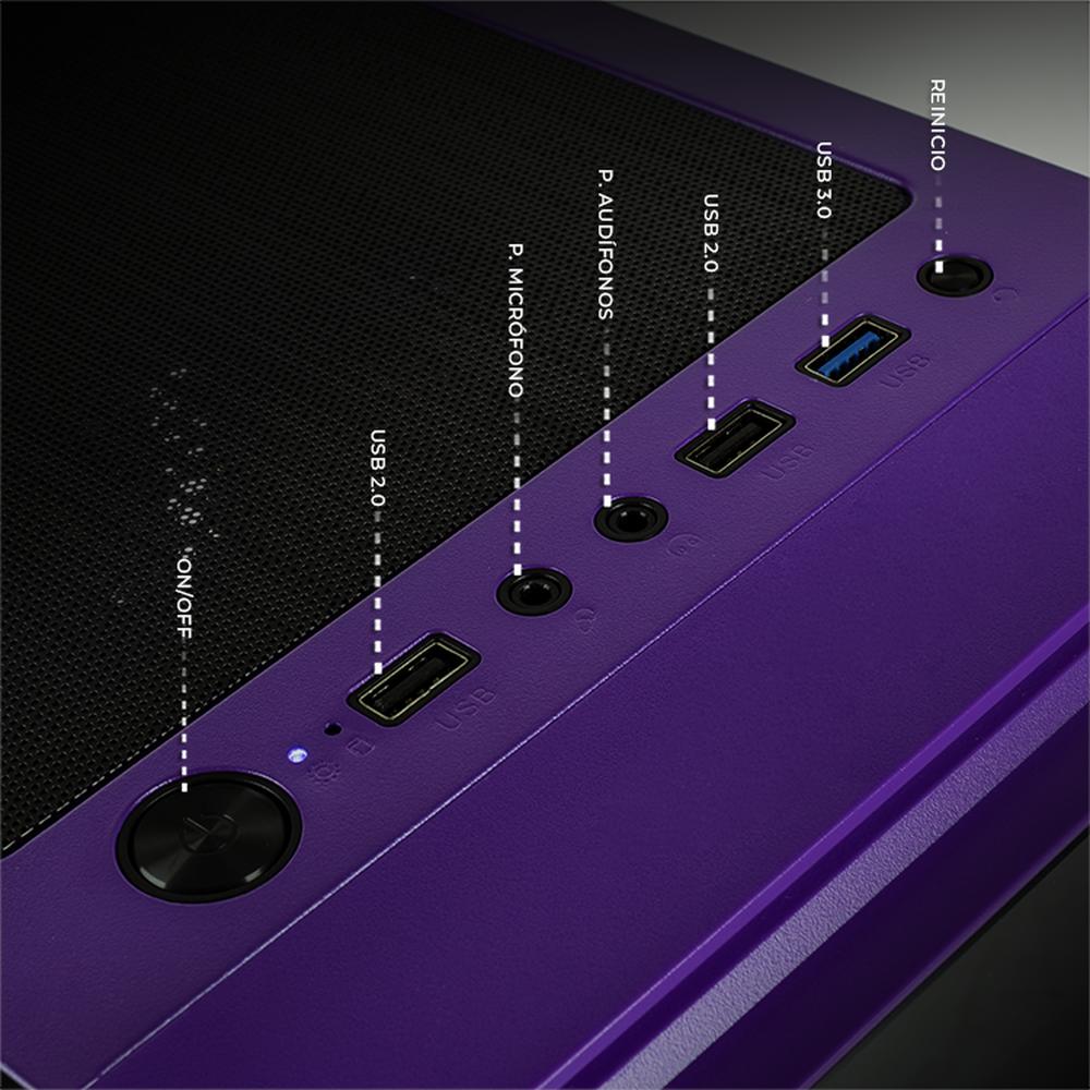 Foto 5 pulgar | Gabinete Gamer Xtreme Pc Gaming Kronos Media Torre Atx 4 Fan Argb Cristal Templado Violeta