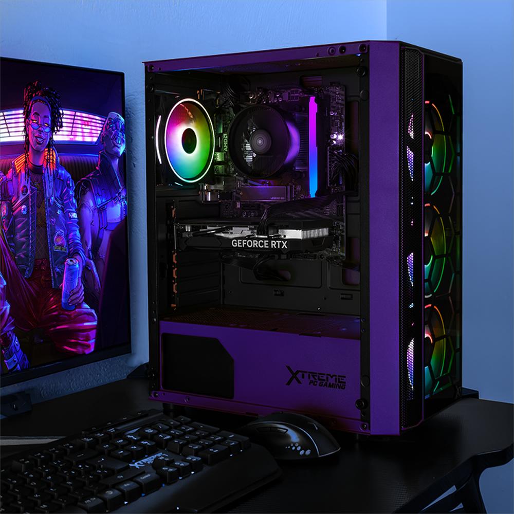 Foto 7 pulgar | Gabinete Gamer Xtreme Pc Gaming Kronos Media Torre Atx 4 Fan Argb Cristal Templado Violeta