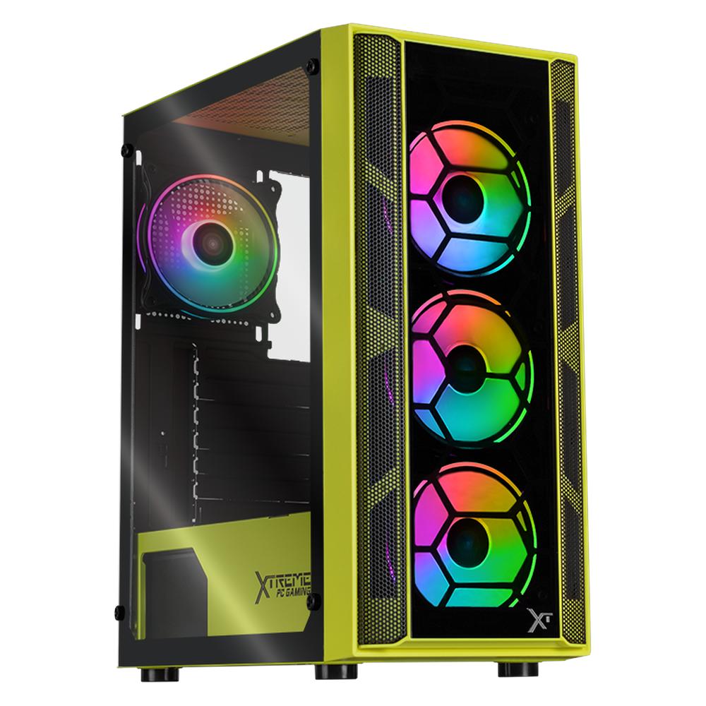 Foto 2 pulgar | Gabinete Gamer Xtreme Pc Gaming Kronos Media Torre Atx 4 Fan Argb Cristal Templado Verde Neon