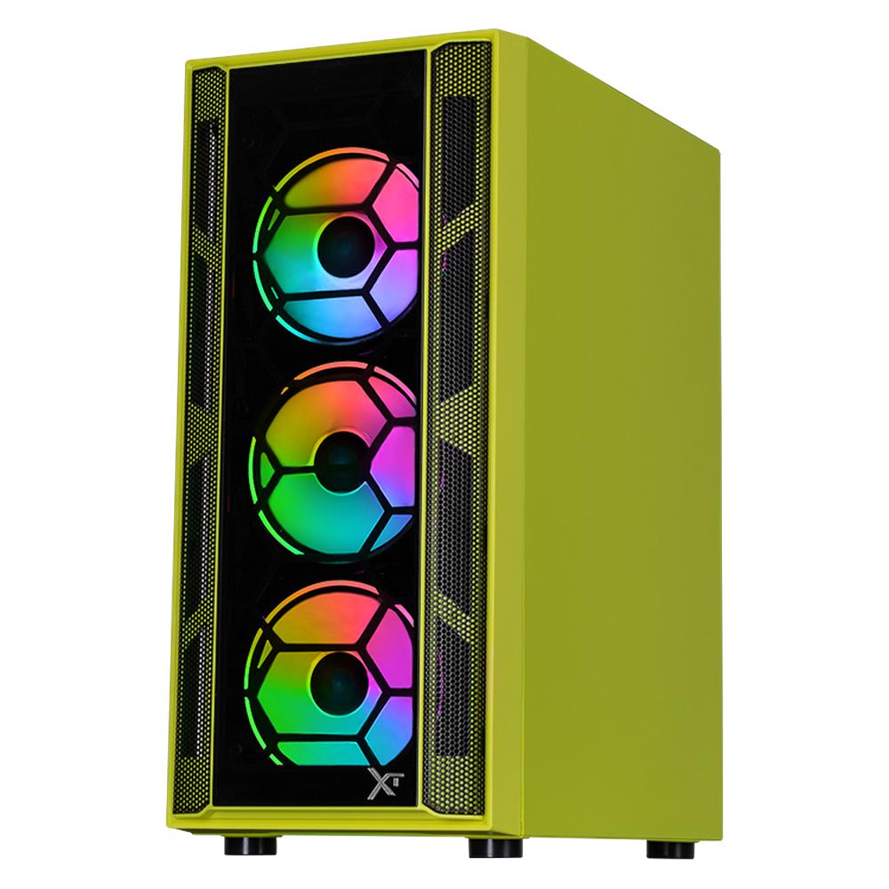 Foto 3 pulgar | Gabinete Gamer Xtreme Pc Gaming Kronos Media Torre Atx 4 Fan Argb Cristal Templado Verde Neon