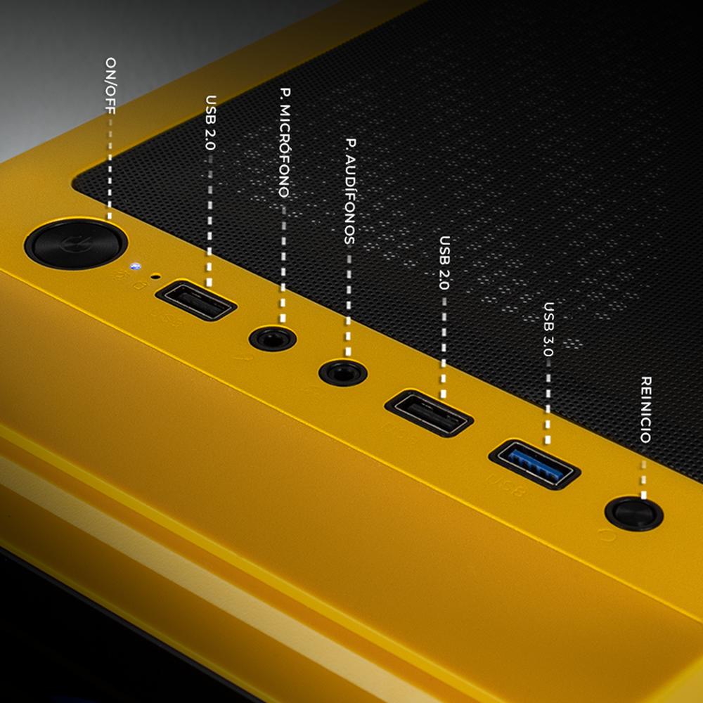 Foto 5 pulgar | Gabinete Gamer Xtreme Pc Gaming Kronos Media Torre Atx 4 Fan Argb Cristal Templado Amarillo
