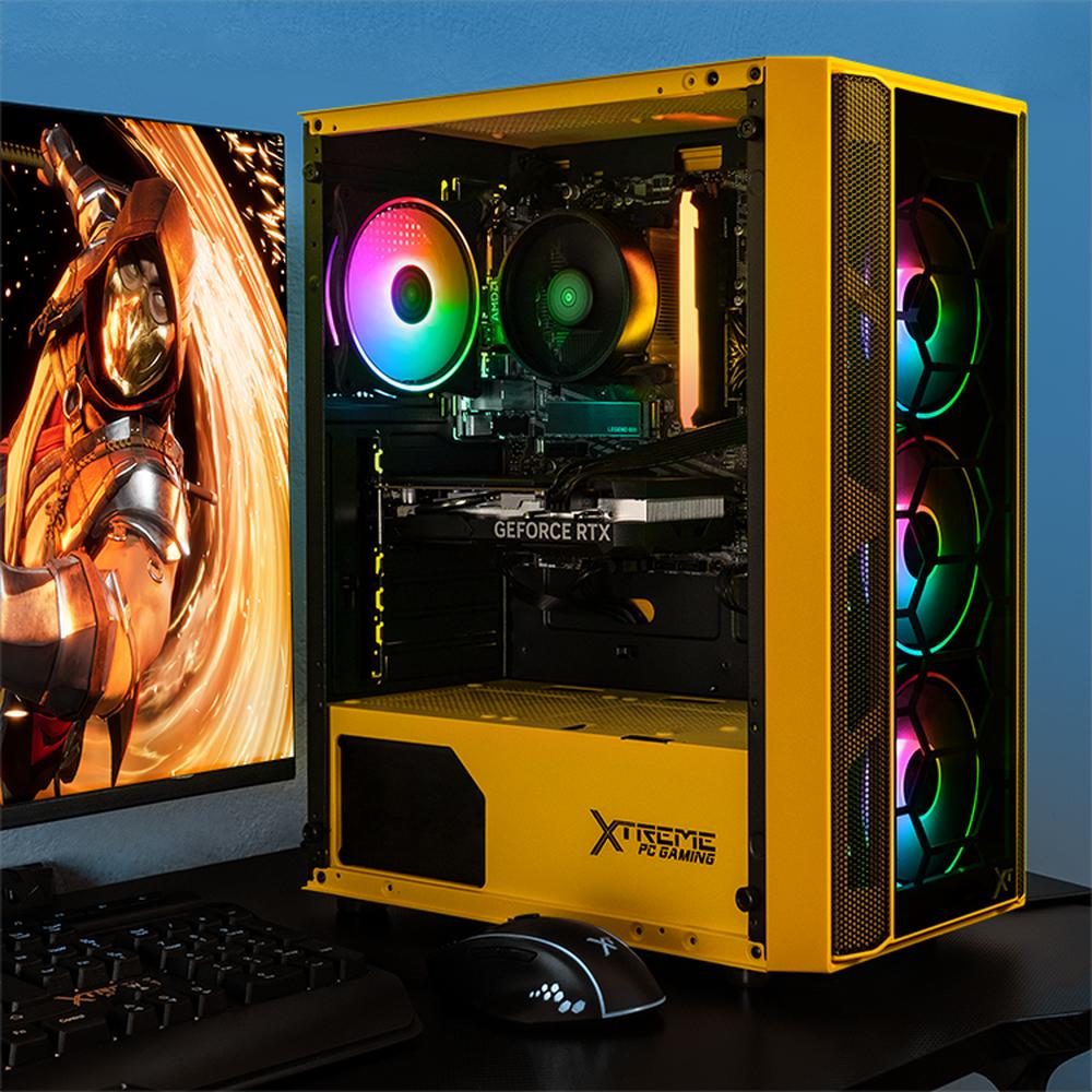 Foto 7 pulgar | Gabinete Gamer Xtreme Pc Gaming Kronos Media Torre Atx 4 Fan Argb Cristal Templado Amarillo