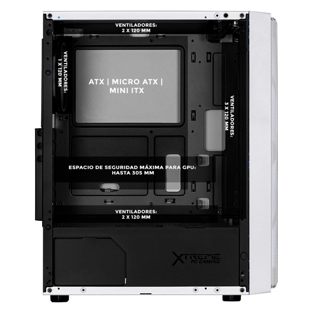 Foto 4 pulgar | Gabinete Gamer Xtreme Pc Gaming Kronos Media Torre Atx 600w 4 Fan Argb Cristal Templado Blanco