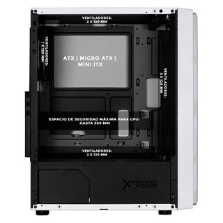 Foto 3 | Gabinete Gamer Xtreme Pc Gaming Kronos Media Torre Atx 600w 4 Fan Argb Cristal Templado Blanco