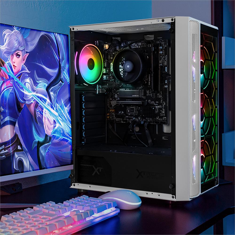 Foto 6 | Gabinete Gamer Xtreme Pc Gaming Kronos Media Torre Atx 600w 4 Fan Argb Cristal Templado Blanco